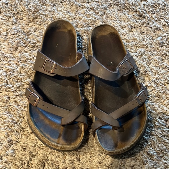 BIRKENSTOCK　39/25cm Arizona Big Buckle Natural Leather Patent in Color High